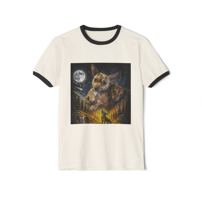Chihuahua Moon Ringer T-Shirt — Night Forest Wildlife Graphic Tee