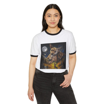 Chihuahua Moon Ringer T-Shirt — Night Forest Wildlife Graphic Tee