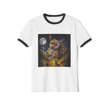 Chihuahua Moon Ringer T-Shirt — Night Forest Wildlife Graphic Tee