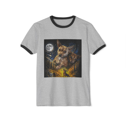 Chihuahua Moon Ringer T-Shirt — Night Forest Wildlife Graphic Tee