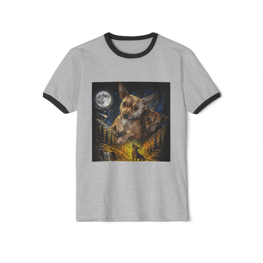 Chihuahua Moon Ringer T-Shirt — Night Forest Wildlife Graphic Tee