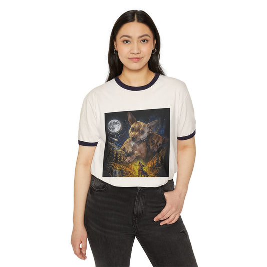 Chihuahua Moon Ringer T-Shirt — Night Forest Wildlife Graphic Tee